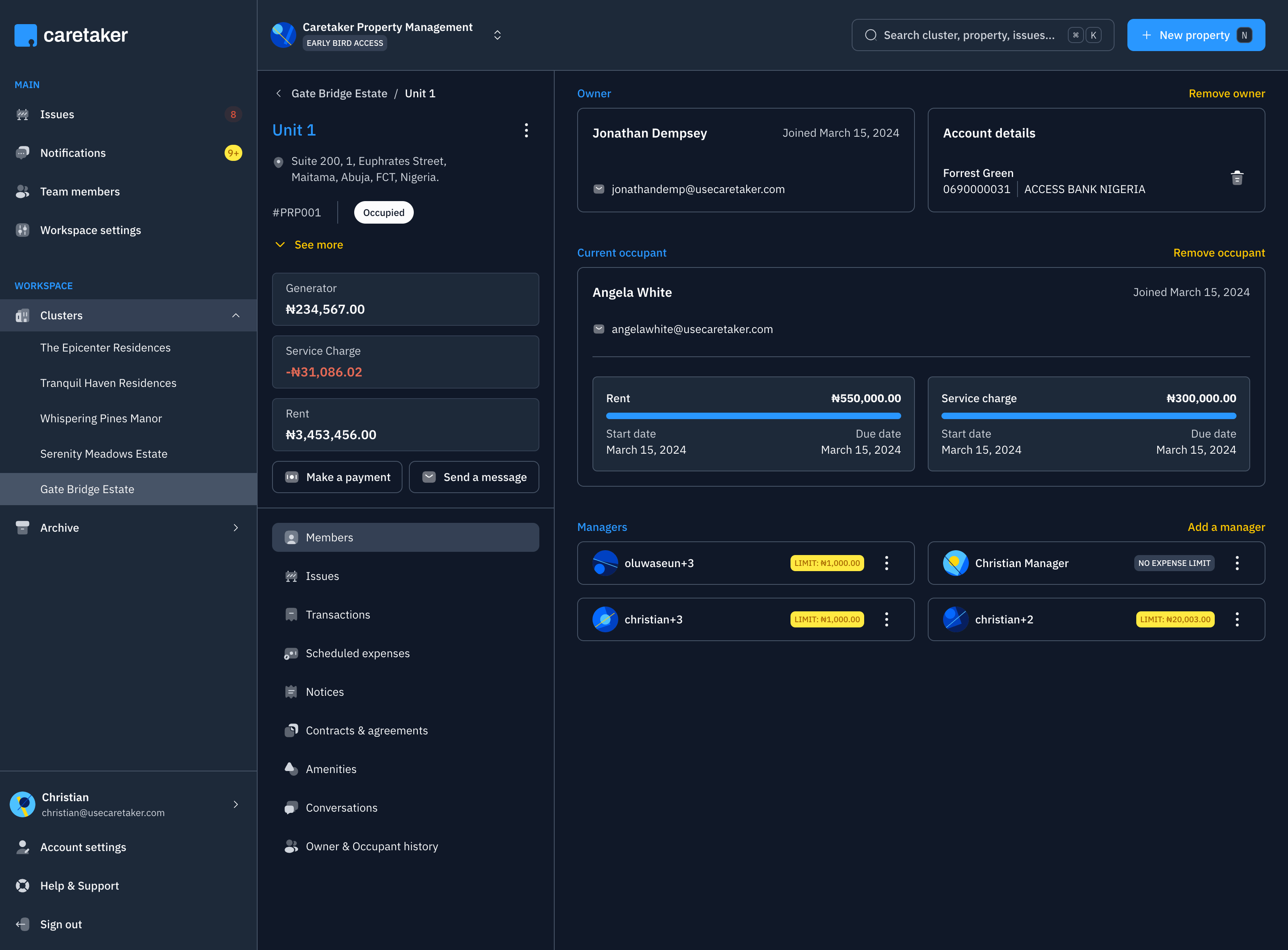 Caretaker Dashboard Preview