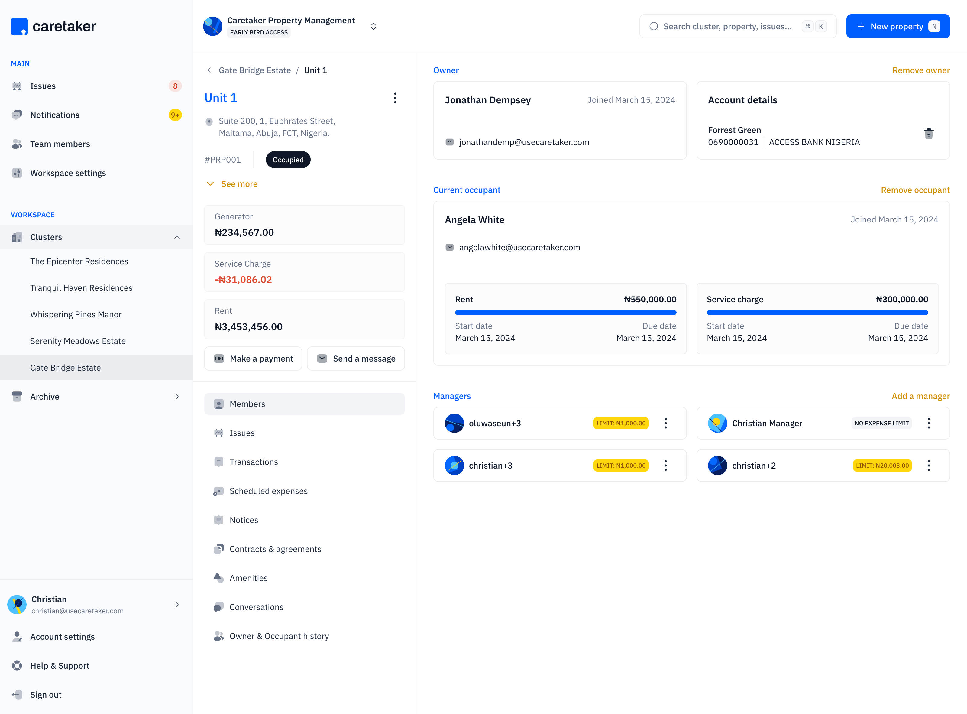 Caretaker Dashboard Preview